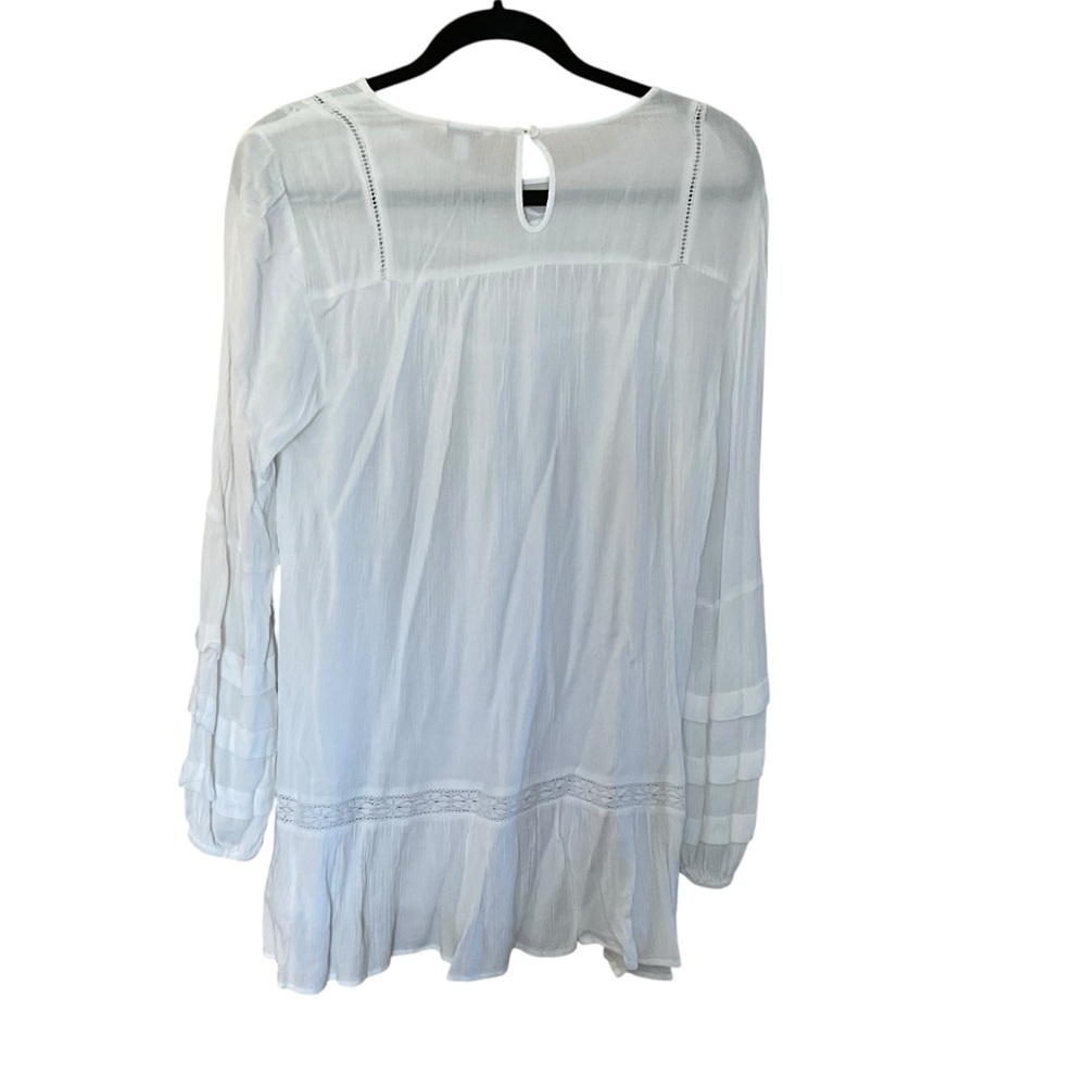 Lucky Brand White Boho Embroidered Lace Peasant Blouse Medium NWT - Picture 5 of 10